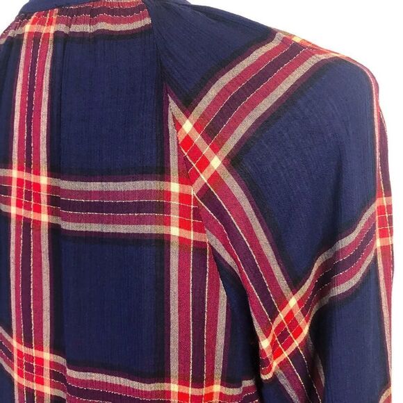 LUCK BRAND PLAID POPOVER TIE FRONT WITH TASSELS - Picture 9 of 14